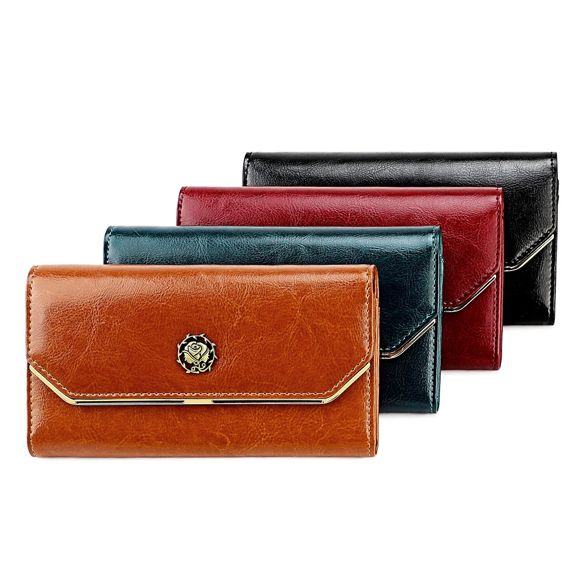 New RFID Women's Wallet Clutch Flip Phone Bag Genuine Leather Shielding Coin Purse