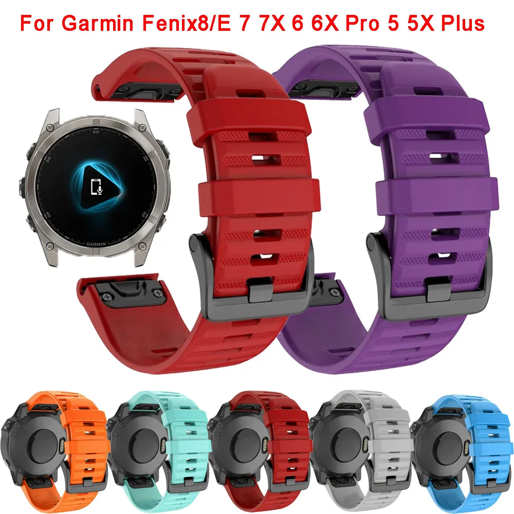 

QuickFit Silicone Strap For Garmin Fenix8/E 7 7X Pro/6X 6/5 5X Plus/Epix Pro 51mm/Descent Mk1/Forerunner 935/Quatix 5 Watchbands