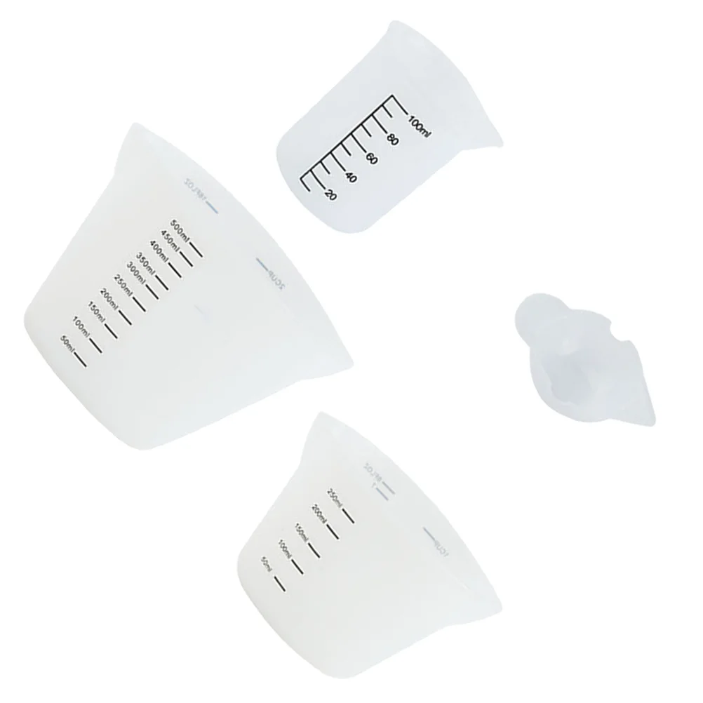 4Pcs Silicone Measuring Cups Set Easy Clean Non-Leak Milk Juice Baking Kitchen Measuring Cylinders Clear Scale Measurement Tool