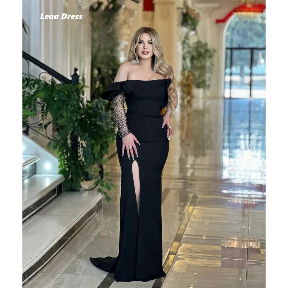 

Lena One Shoulder Formal Dress Women Elegant Party Custom Made Fish Tail Saudi Evening Dresses for Special Occasions Side Slit