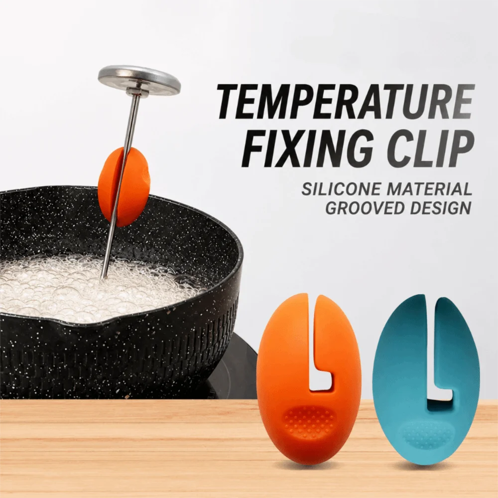 Food Grade Silicone Thermometer Probe Clip Probe Fixing Design Anti Scald Feature Food Silicone Clip Pot Edge Clamp