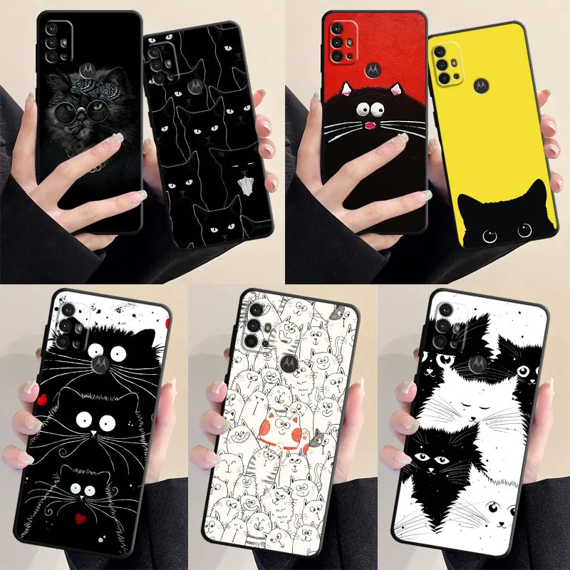 black Silicone Case for Motorola Moto G22 G50 G200 G31 G32 G82 G8 Power Lite G30 G71 5G G52 G72 G51 G60 Kim Haskins Cat Cover