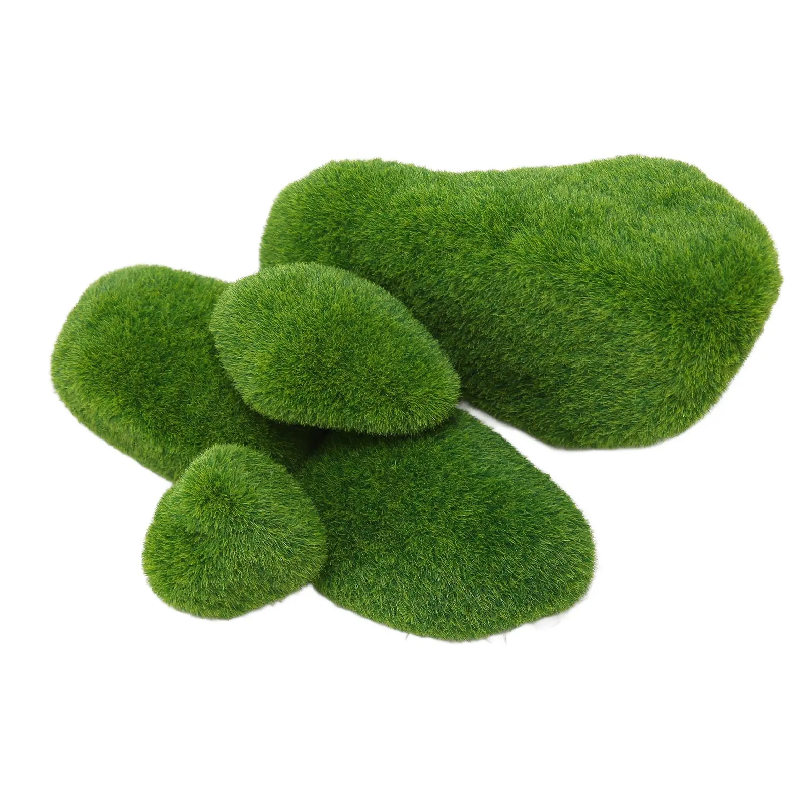 

5 Size Artificial Moss Rocks Resin Flocking Decorative Green Moss Covered Stones Fake Moss Decor for Fish Tank and Aquarium