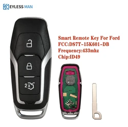 Keyless Go 포드 레인지 용 원격 자동차 키 Mustang Kuka S-Max 2014-2018 3 버튼 PRO ID49 칩 433MHz DS7T-15K601-DB