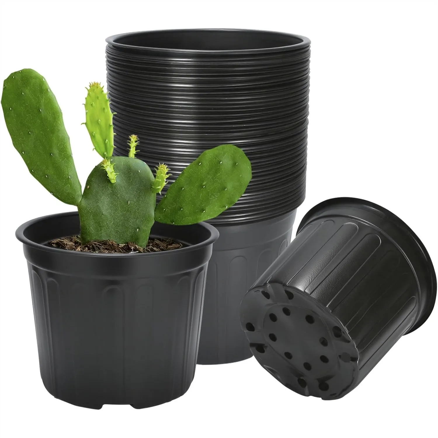 40 Pack 3 Gallon Nursery Plant Pots, 10 Inch Plastic Garden Flower Pots with Drainage Holes for Indoor Outdoor Plants