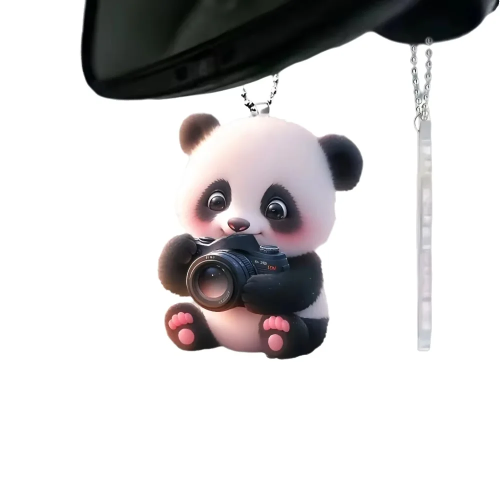 Decorative Acrylic Panda Flat Wall Hanging Pendant, Multi-Functional Keychain Backpack Accessory for Home Office Daily Decor Use
