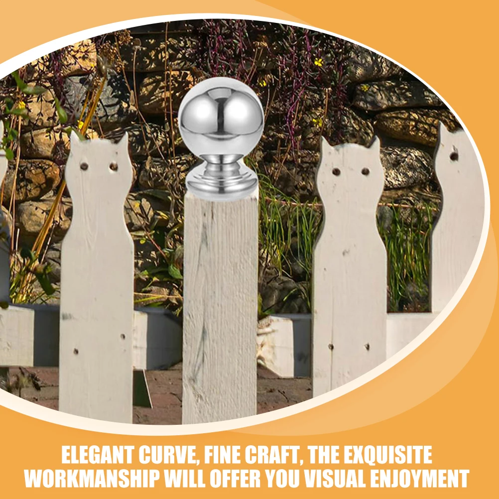 

2Pcs Stainless Steel Fence Post Finials Metal Garden Replacement Caps Outdoor Fence Ball Decoration Household Railing Finials