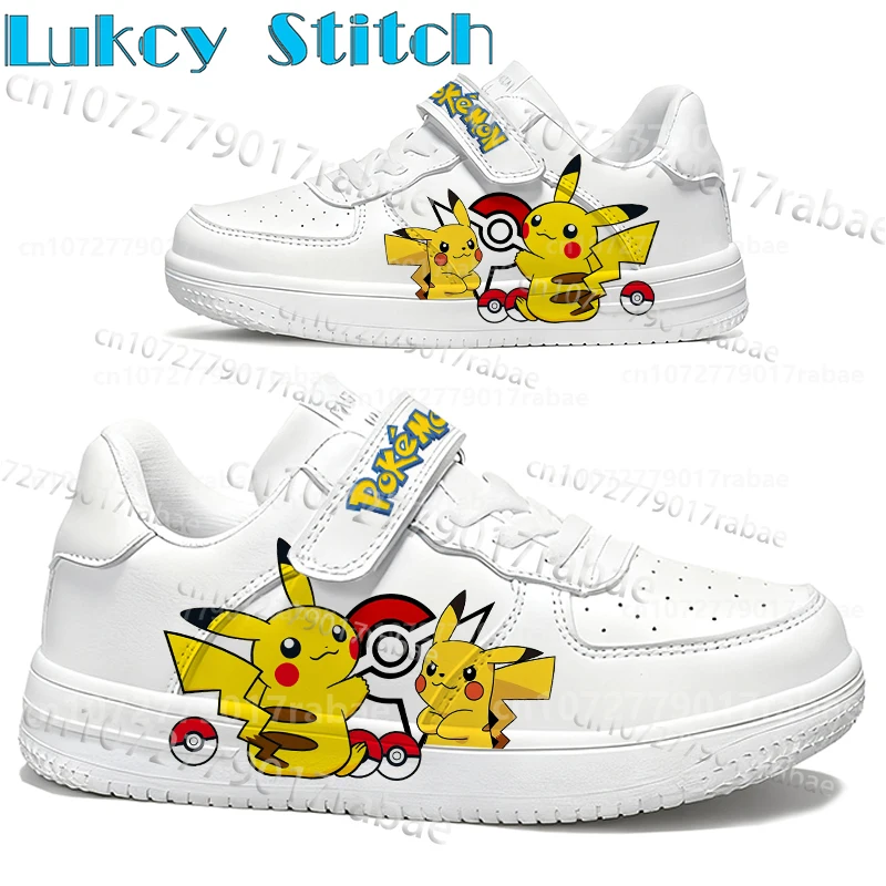 

Детская белая обувь с принтом Pokemon Pikachu для мальчиков и девочек, дышащая легкая спортивная обувь, подарок, размер 28-40, 2026, хит продаж