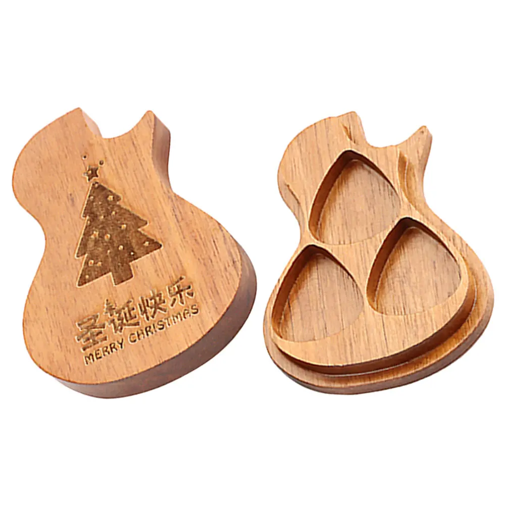 

Wooden Creative Shaped Storage Organizer For Guitar Ukulele Picks Natural Wood Grain Professional Pick Holder Case