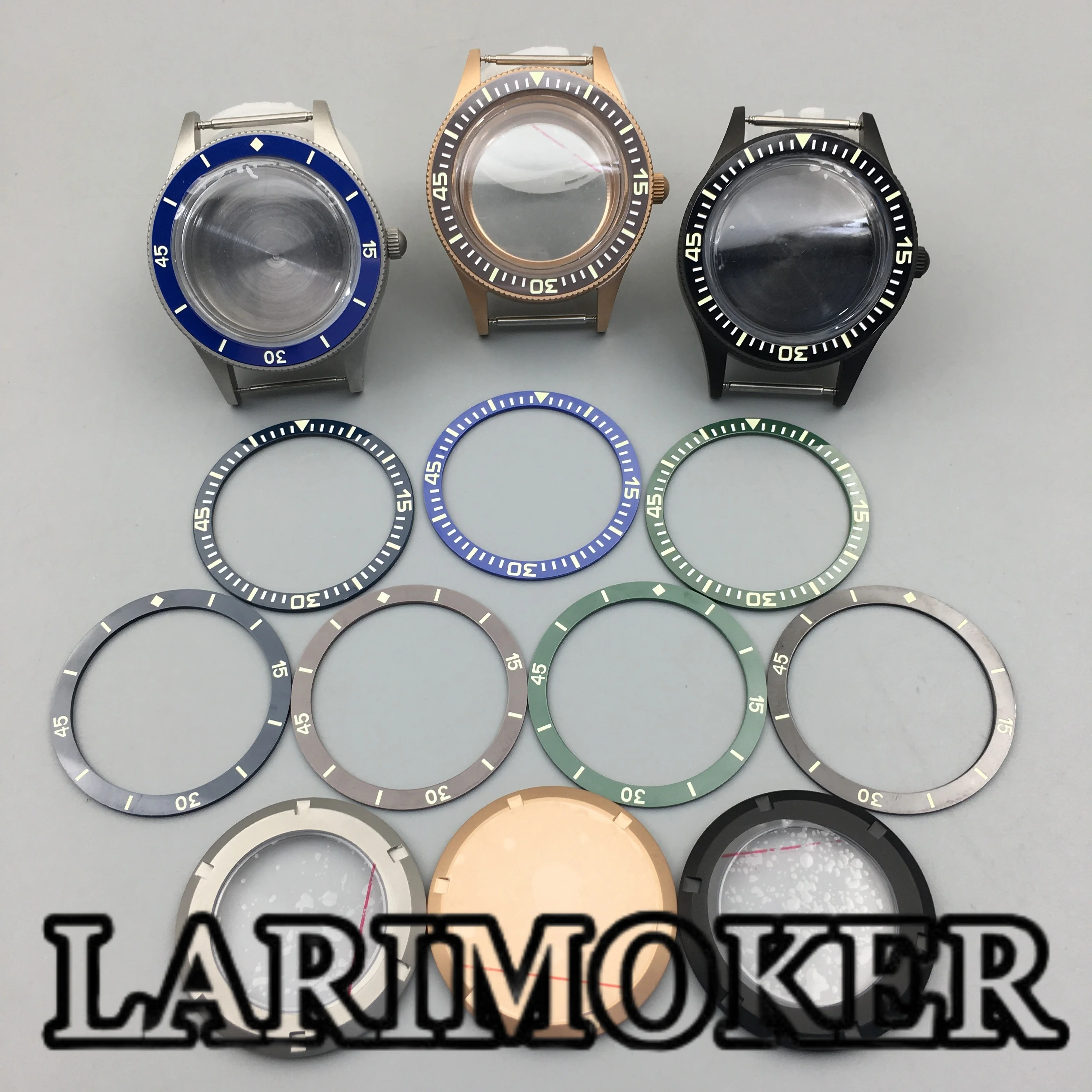 

LARIMOKER 40MM Frosted Watch Case Dome Sapphire Glass ceramics Luminous Bezel Fit NH35 NH36 ETA2824 PT5000 Miyota8215 movement