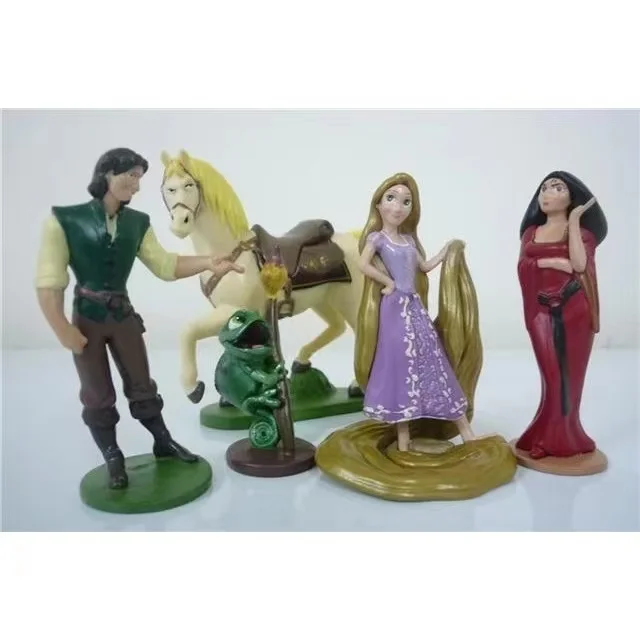 5pcs/Lot Disney Rapunzel Princess Tangled Flynn Rider Horse Maximus King Frederic Pascal Magic Girl PVC Action Figure Model Doll