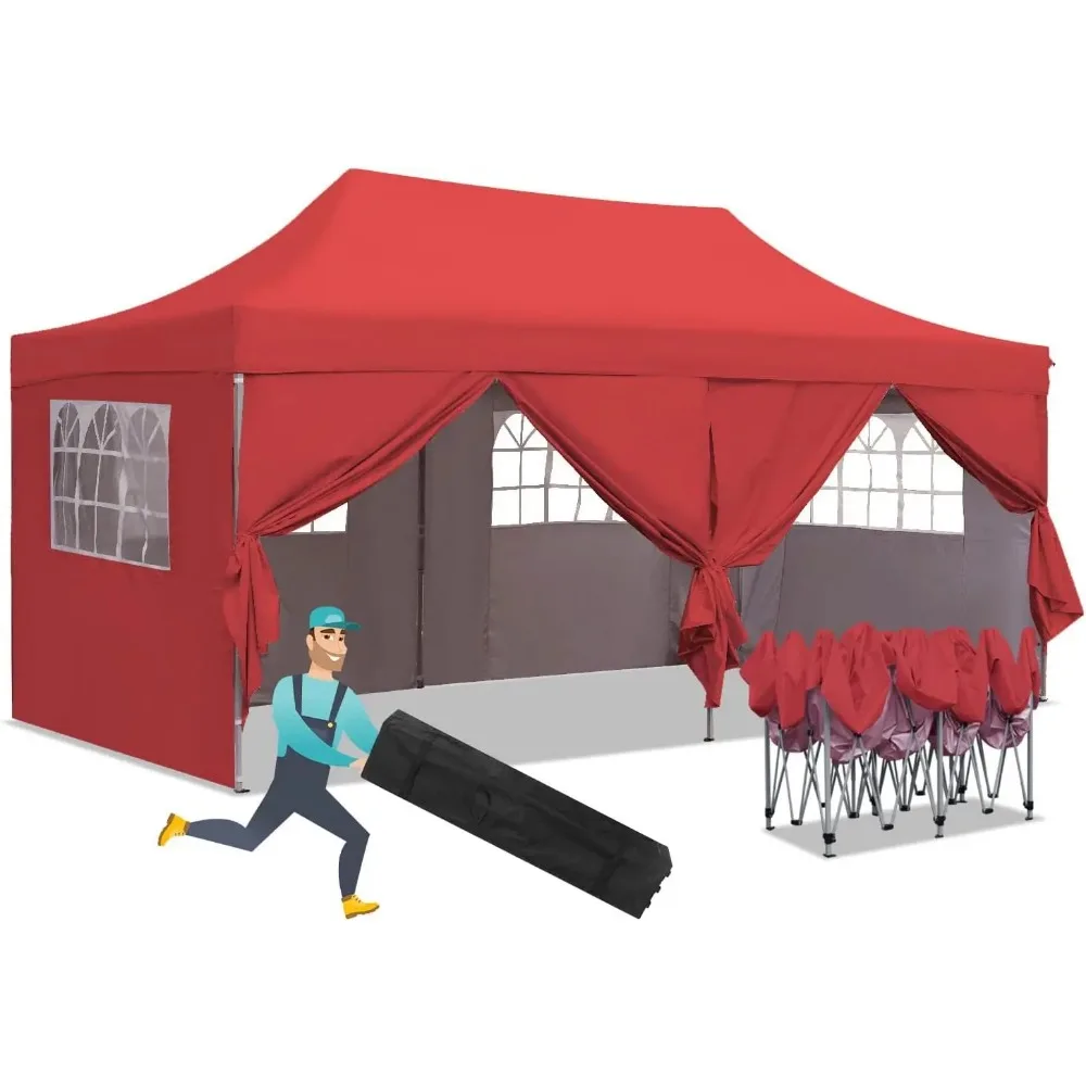 

10x20 ft Instant Pop up Canopy,Party Tent Folding Heavy Duty Gazebos with Removable Sidewalls and Wheeled Bag Waterproof