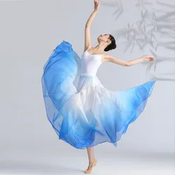 Long Ballet Tutu Skirts for Women Adults Lyrical Banding Flowy Skirt gradient color Soft Rayon Dress Dance Skirts