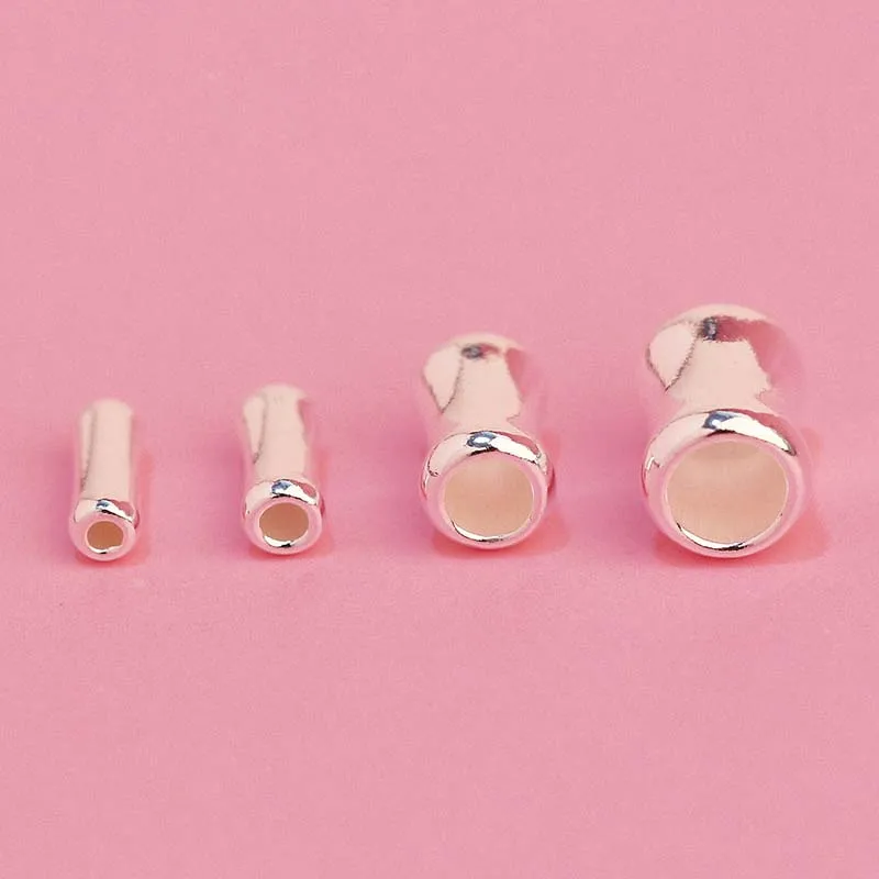 Genuine Real Pure Solid 925 Sterling Silver Beads 18k Gold Bamboo Bone Shape Loose Bead Spacers Jewelry Making Findings
