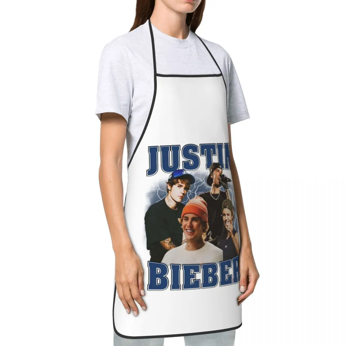 مخصص للجنسين مغني الراب جاستن بيبر المطبخ الشيف الطبخ الخبز المئزر النساء الرجال Tablier المطبخ للبستنة #3