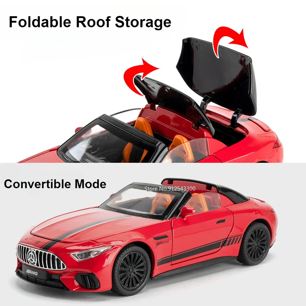 1:22 스케일 SL63 NA1 모델 장난감 자동차 합금 다이캐스트 라이트 사운드 풀백 도어 오픈 미니어처 스포츠카 모델 컬렉션 선물