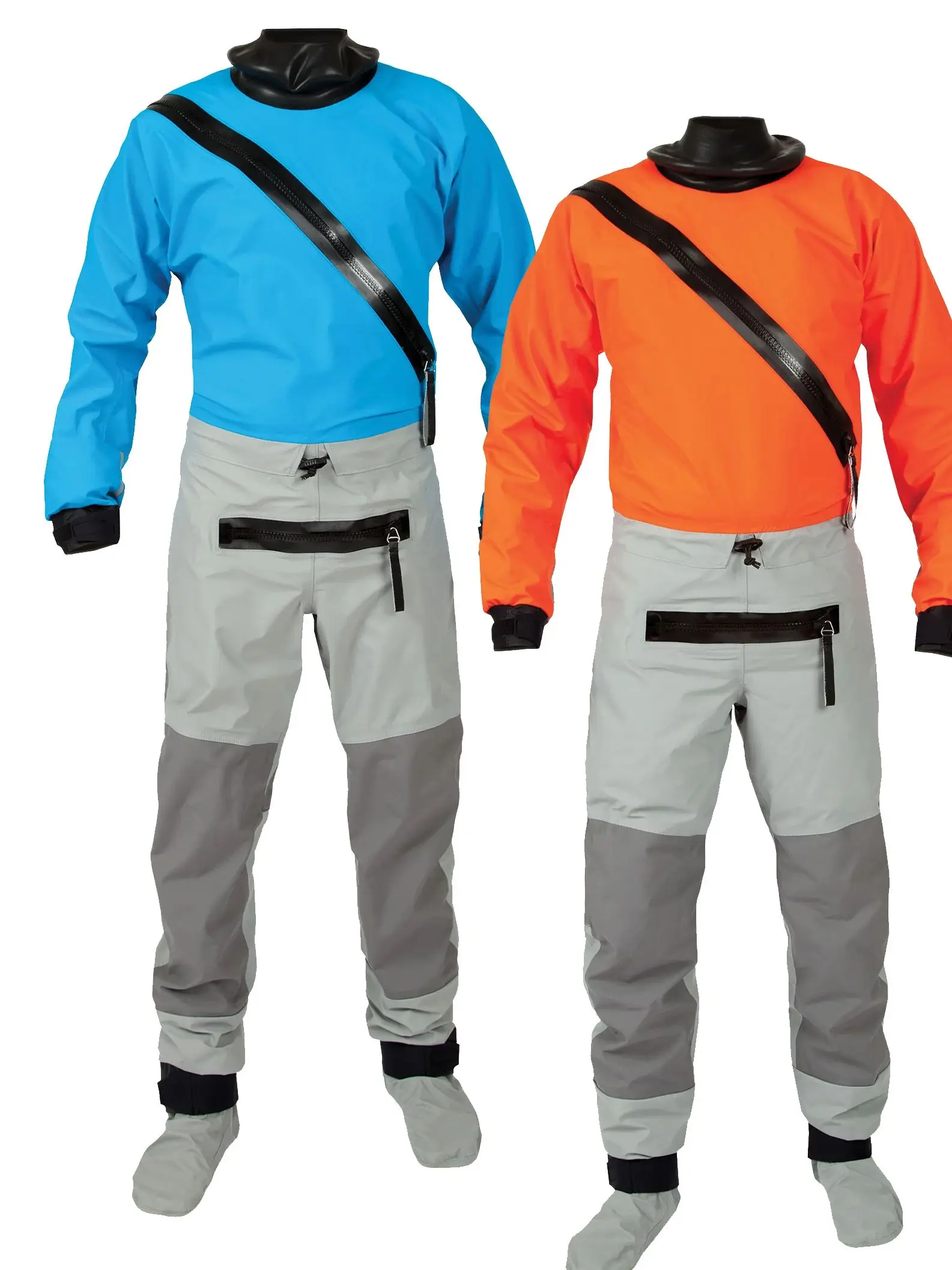 Herren-Kajak-Trockenanzug zum Schwimmen, Surfen, Flussfahrten, dreilagiges wasserdichtes Gewebe, Latex-Hals und -Handgelenke – Detail 1