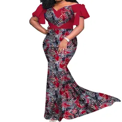 Vêtements de mariage africains pour femmes avec forme de coeur, robe à encolure dégagée, mode pour dame élégante, avertir, robes en coton imprimé, WY7965