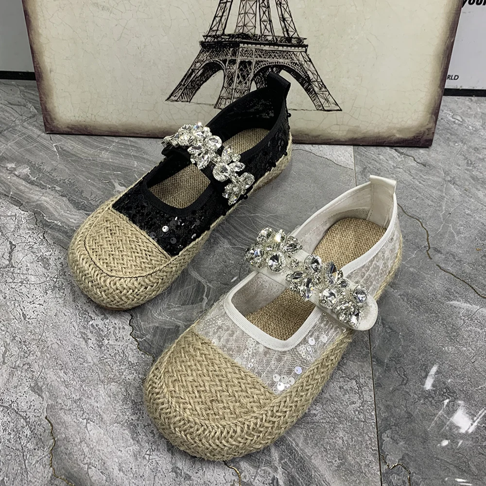 

Летние женские туфли с модными стразами, женские туфли на плоской подошве больших размеров, повседневные женские сандалии, дизайнерские женские мюли