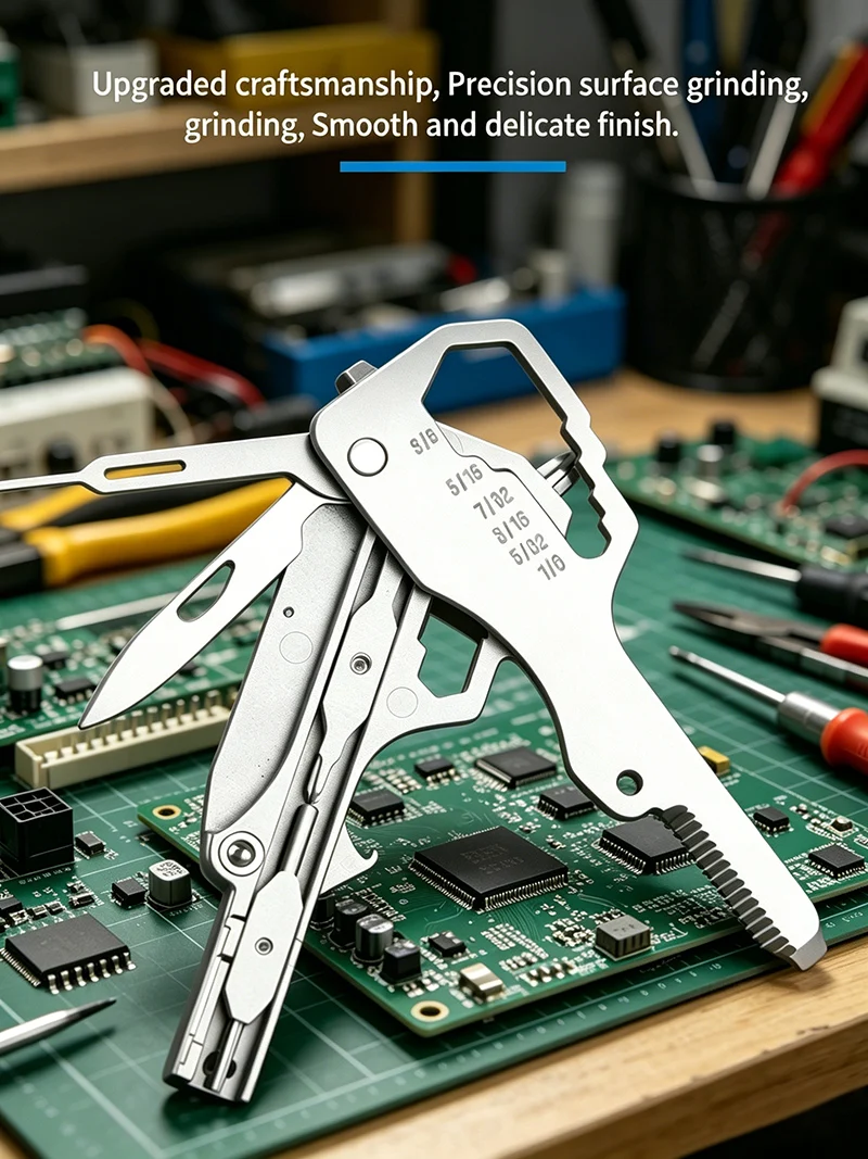 Multifunktions-Schlüsselanhänger EDC-Werkzeug - SIM-Auswerfer, Brillen- & Drohnen-Reparatur-Schraubendreher, Flaschenöffner - Kreatives Geschenk für Technik-Liebhaber – Detail 5