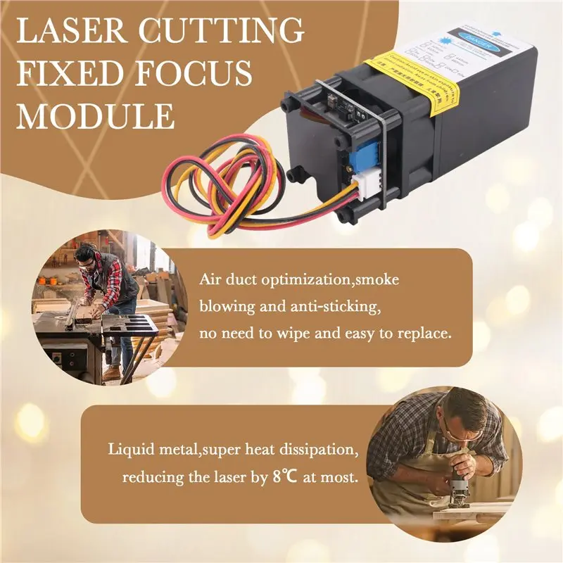 B69C 5W 450Nm-455Nm Laser Engraving Module Fixed Focus Cutting PWM Modulation 12V 5Mm Wood Board Compatible