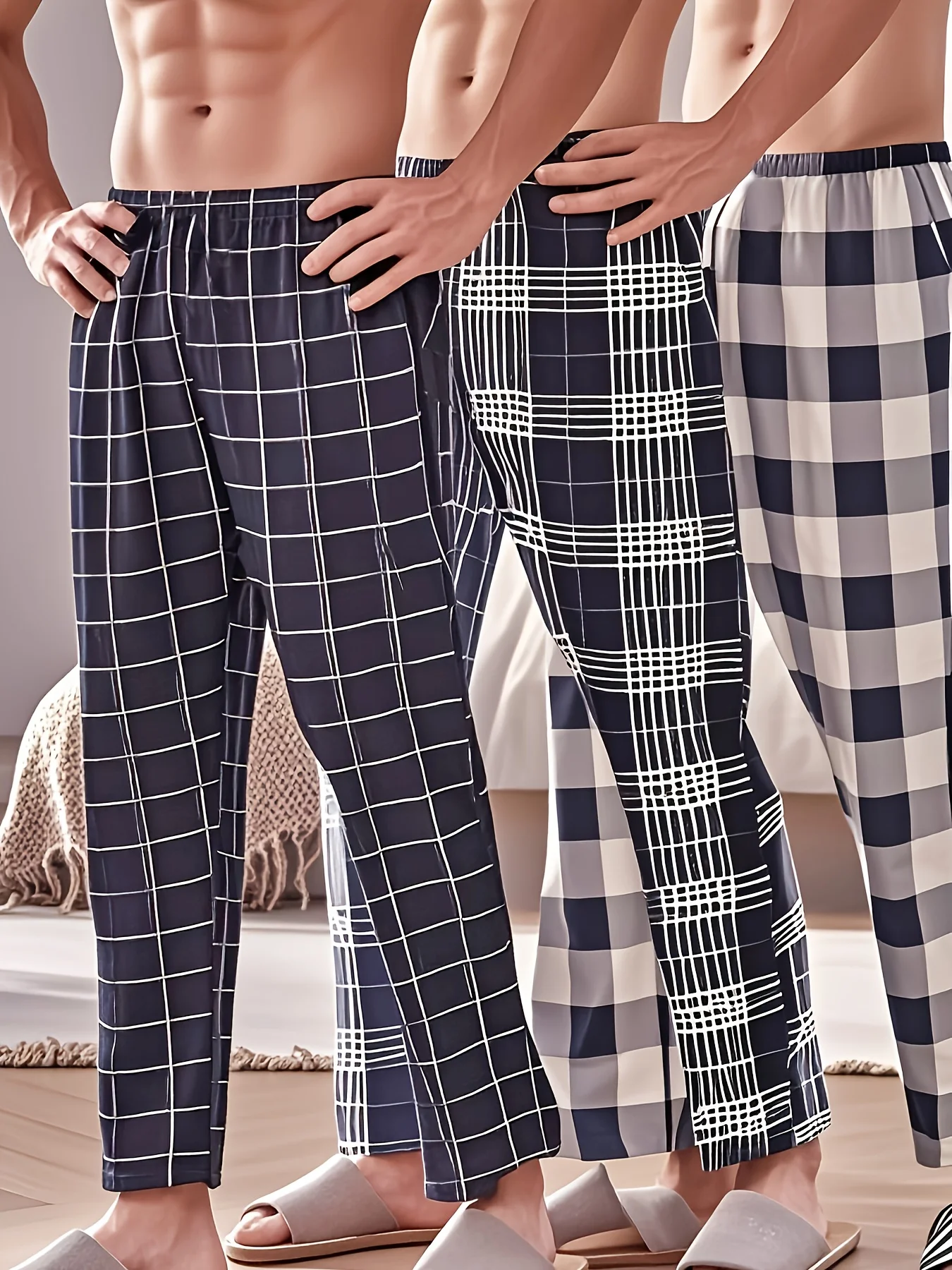 

Men's 3-Piece Plaid Lounge Pants - Sleep Bottoms, Loungewear Pajama Pants