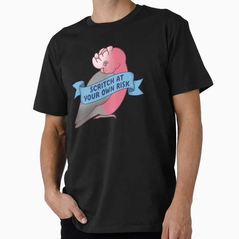 Scritch at your own Risk Galah Cockatoo Funny Parrot Gift T-shirt for Birds Lover Short Sleeve Graphic Clothes All Size Tops