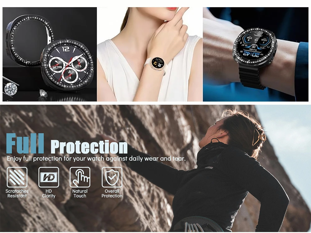 Diamant-Uhrengehäuse für Samsung Galaxy Watch 8 9 40/44mm, Ausgehöhltes Schutzgehäuse mit Funkelnden Strasssteinen, für Elegante Damen – Detail 4