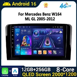 Android 16 for Mercedes Benz ML GL W164 ML350 ML500 GL320 X164 ML280 GL350 GL450 Car Radio 4G+WIFI Carplay Audio Multimedia