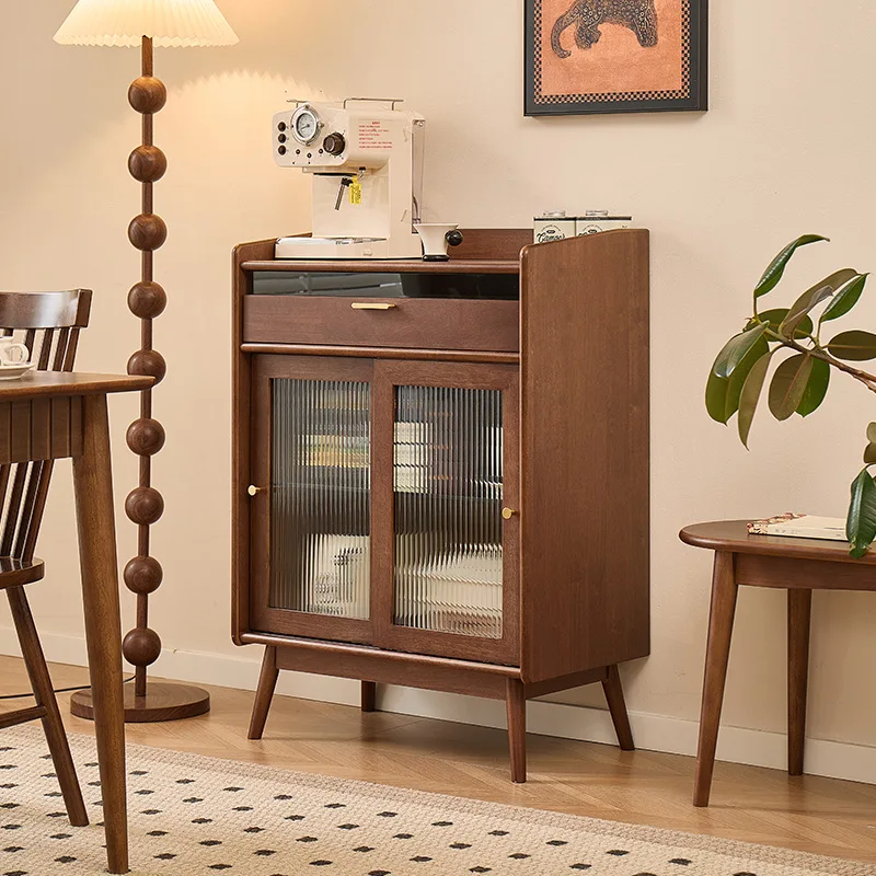 

Solid wood dining side cabinet simple modern home dining room locker small apartment living room wall tea cabinet