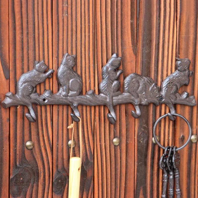 

Country Garden Retro Cast Iron Crafts Iron Hooks Wall Hanging Wall Decoration Five Cats Five Hooks