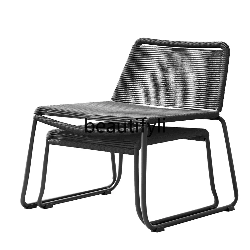 CC – ensemble Table et chaise en rotin tissé en teck, imperméable, pour balcon, Villa extérieure, cour, sable, loisirs, café, Restaurant occidental