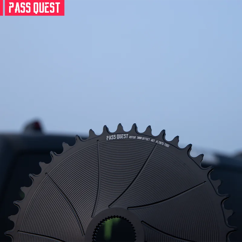 

PASS QUEST-Rotor Gravel Bike Chainring 3mm offset, Round Narrow Wide Chainring, Direct Mount Crank, 12 Speed Chain