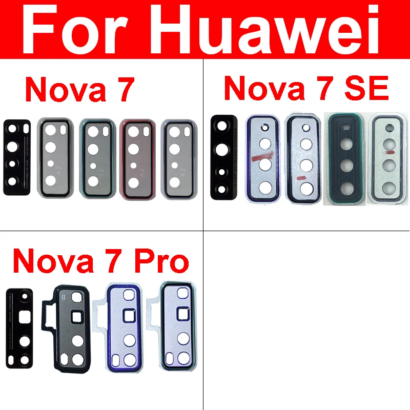 For Huawei Nova 7 7SE 7Pro Back Camera Lens Glass Rear Camera Glass Lens Frame Holder For Huawei Nova 7se 7pro Parts Sticker