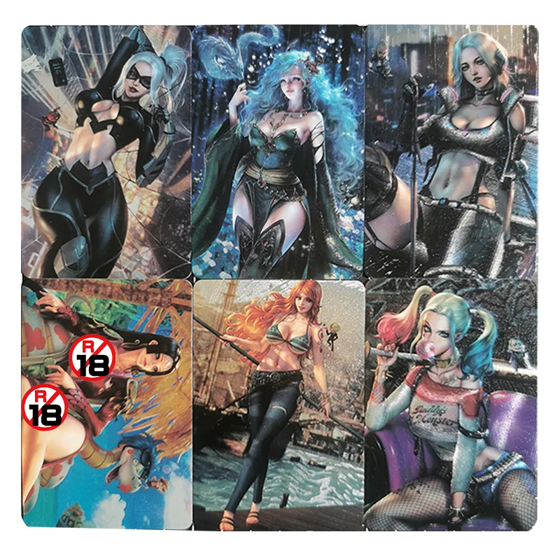 

6PCS/Set Sexy Anime Girl Cards One Piece Nami Boa·Hancock & Harley Quinn Game Collection Cards Christmas Gift Toys