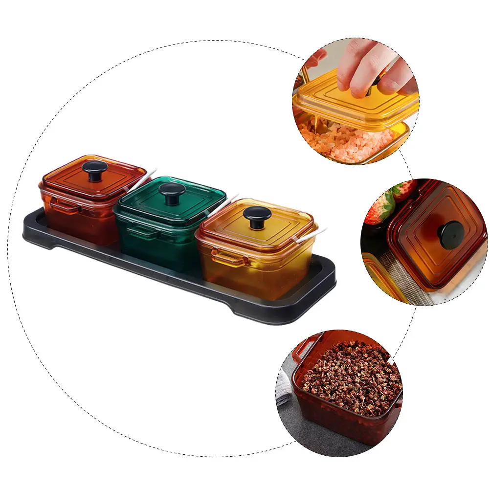 

Seasoning Boxes Storage Containers Kitchenware Set Fall Resistant Food Grade Material Practical Easy Install Preserve Dry