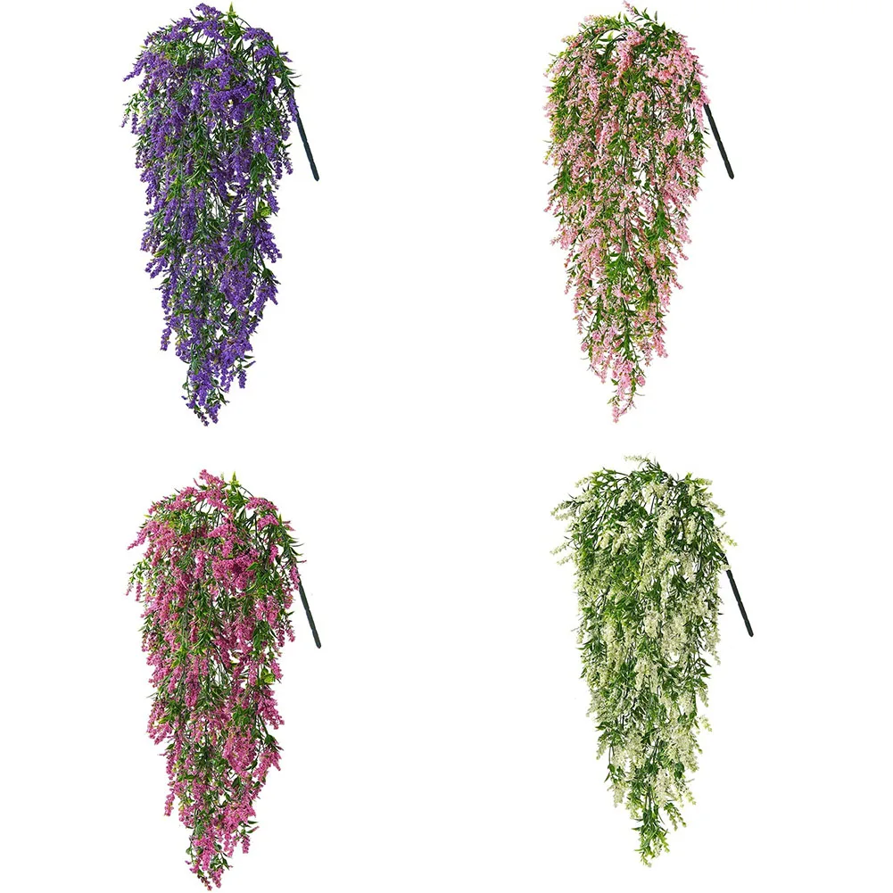 Artificial Hanging Vine Simulated Wall Hanging Fake Flower Plastic Flower Decorative Plant Basket Vine Lavender Wedding Decor