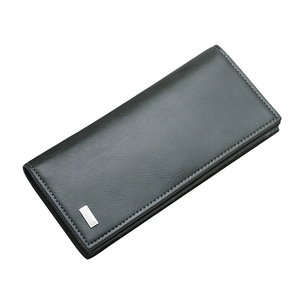 

Men's Long Wallet Olive PU Large Capacity Checkbook Credit Card Cash Organizer Retro Style