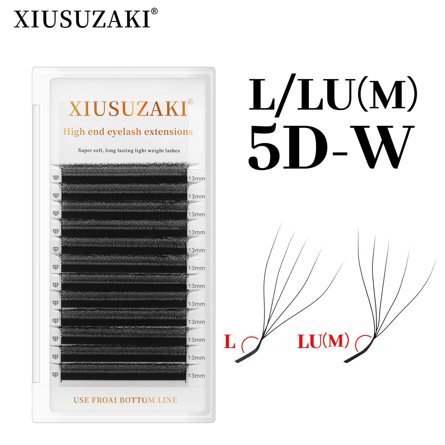 XIUSUZAKI L/LU/M Curl YY 3D 4D 5D W شكل رمش تمديد المنسوجة يدويا لينة ضوء الرموش الطبيعية مسبقة الصنع حجم مروحة الرموش