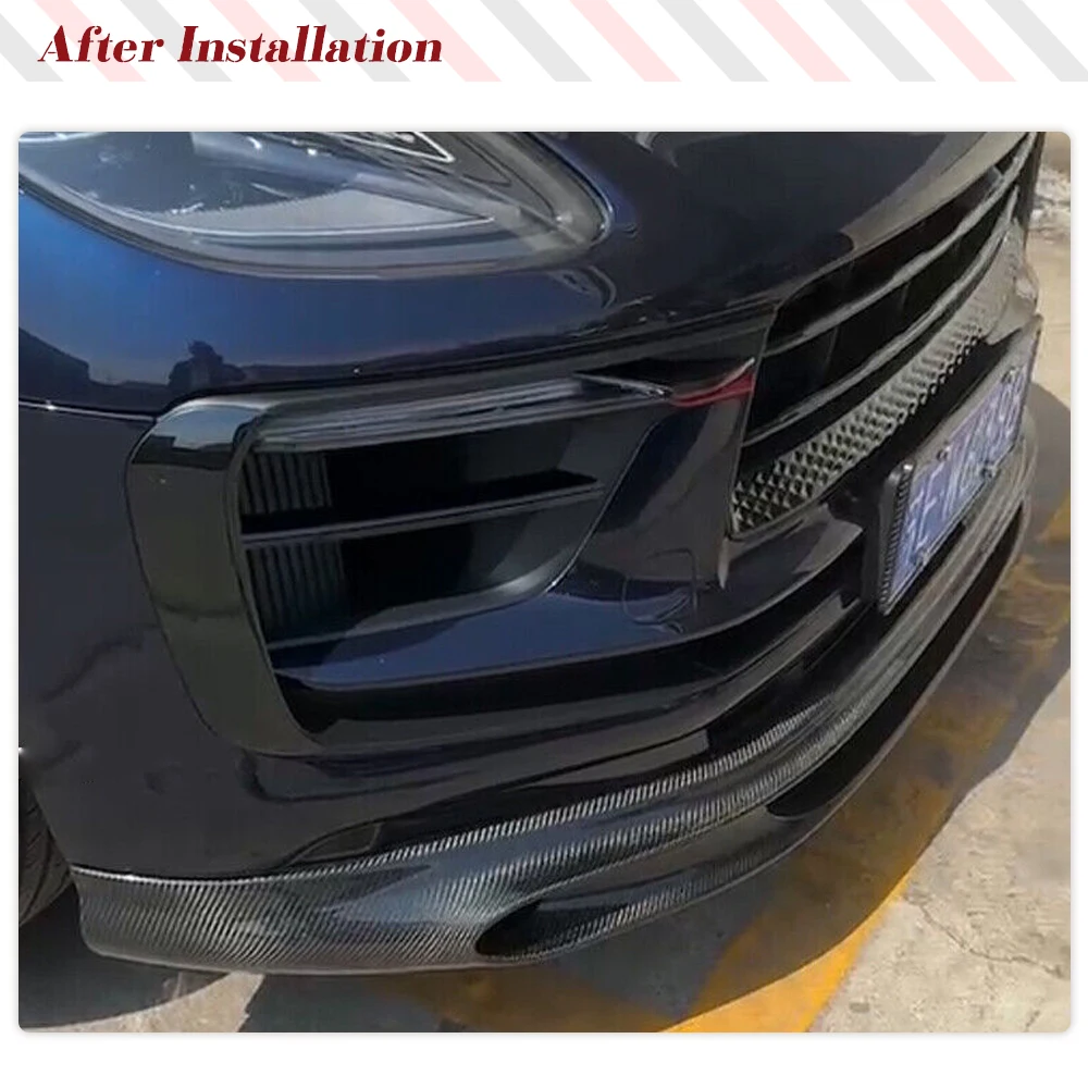 Real Carbon Fiber Car Front Bumper Body Kits Lip Spoiler for Porsche Macan 2022 2023 Macan GTS S Base T Car Front Diffuser Lip