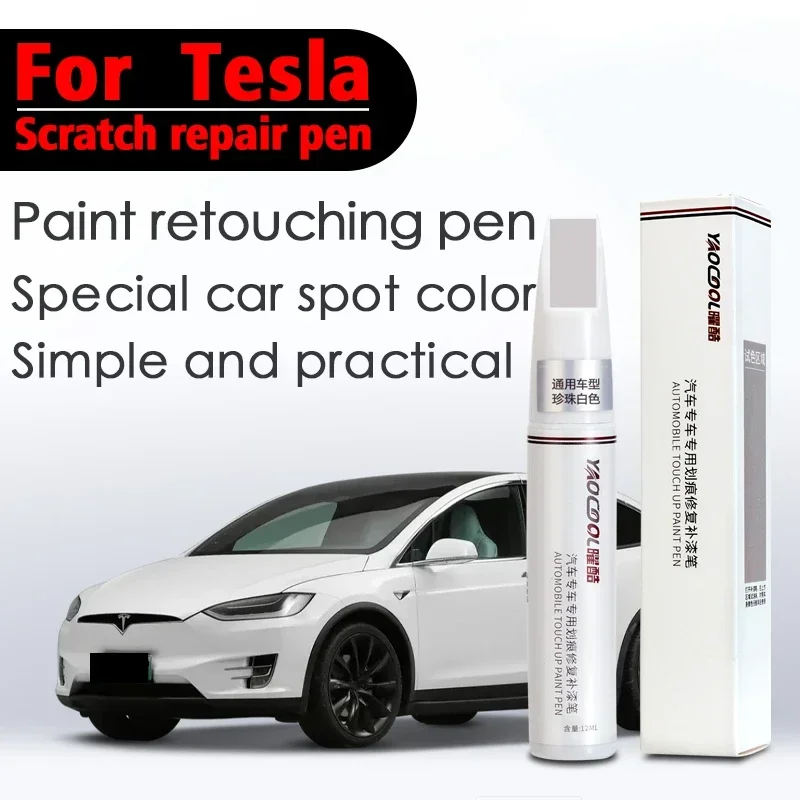 

Для Tesla краска ручка для ремонта царапин набор для ремонта краски жемчужно-белый серебристый лак ручка матовый черный серебристый