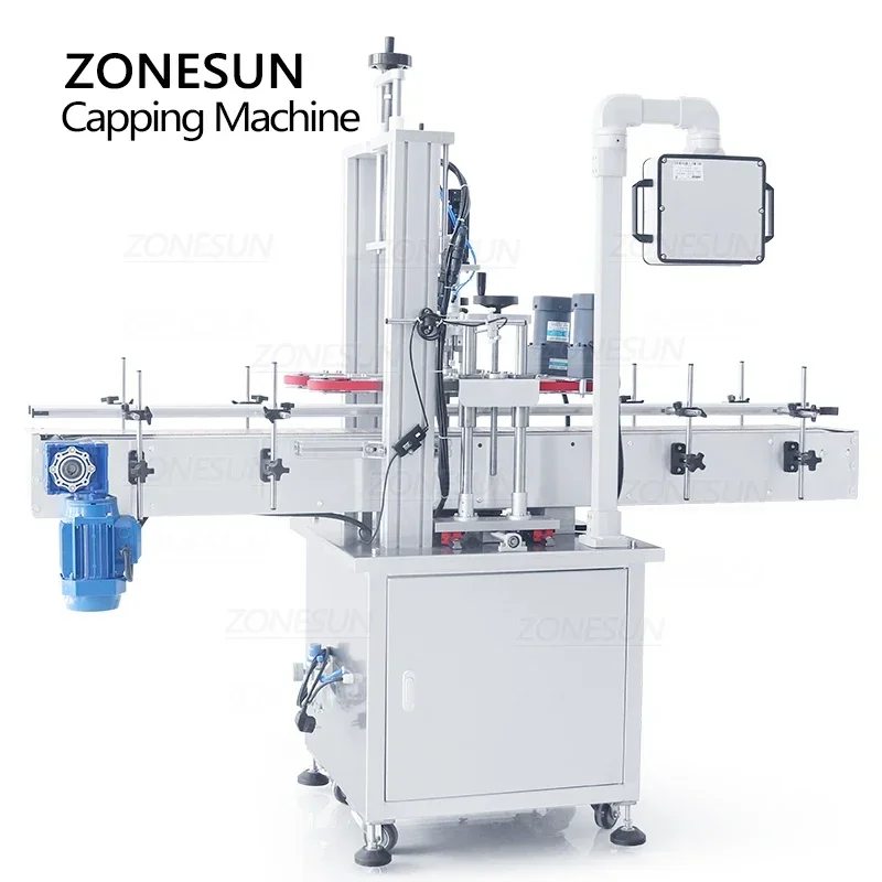 ZONESUN آلة السد التلقائي زجاجة كابر البلاستيك الزجاج المشروبات مستحضرات التجميل غطاء زجاجة الشد خط معالجة المعدات