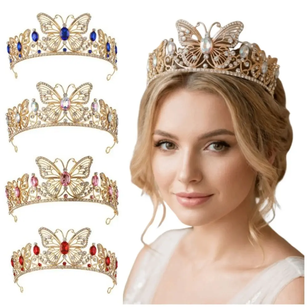 

Trendy Elegant Queen Crowns Shiny Adjustable Princess Tiaras Fashion Lightweight Rhinestone Diadem Themed Parties
