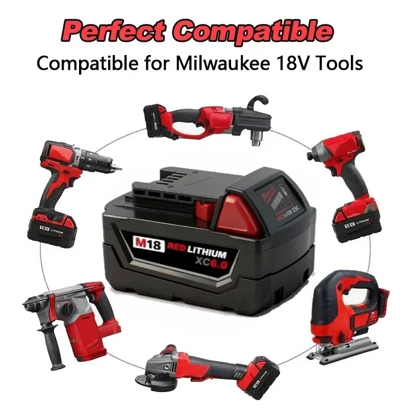 

Milwaukee 5Ah-12Ah Lithium Ion Battery 21700 15-Cells Compatible 48-11-1815 48-11-1850 Outdoor Power Tools