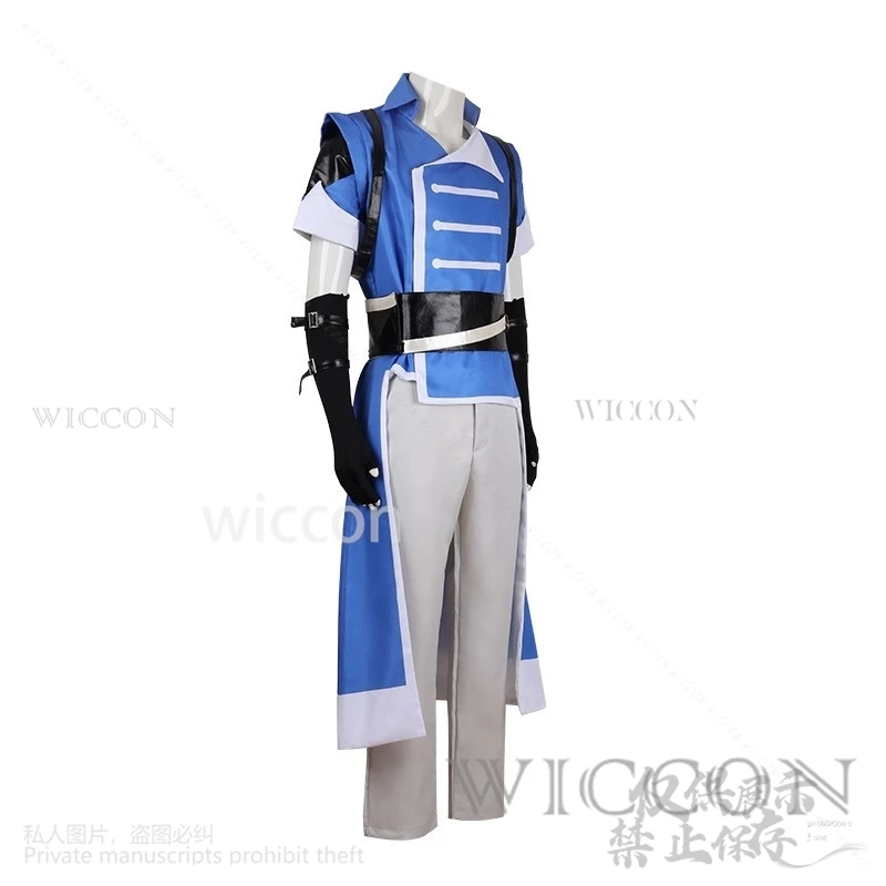 Costume de Cosplay de l'Anime Castlevania Nocturne Richter Belmont pour Homme, Uniforme Bleu, Haut, Pantalon, Perruque, pour Halloween, Noël, Personnalisé