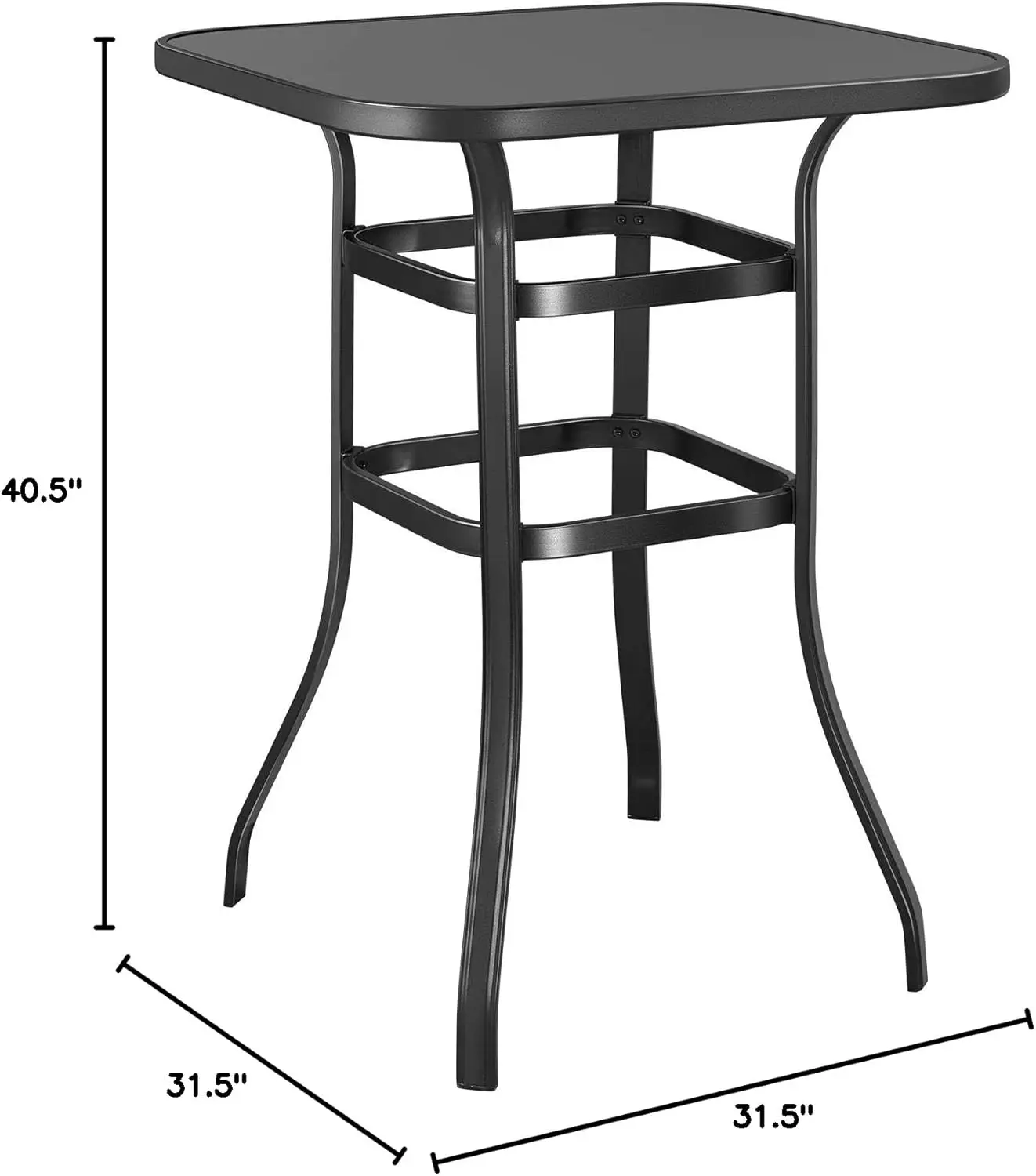 Table d'extérieur haut de gamme, bistrot carré, table d'appoint en verre pour balcon, pub recommandé, Paito Lawn Garden, en effet, 40.5