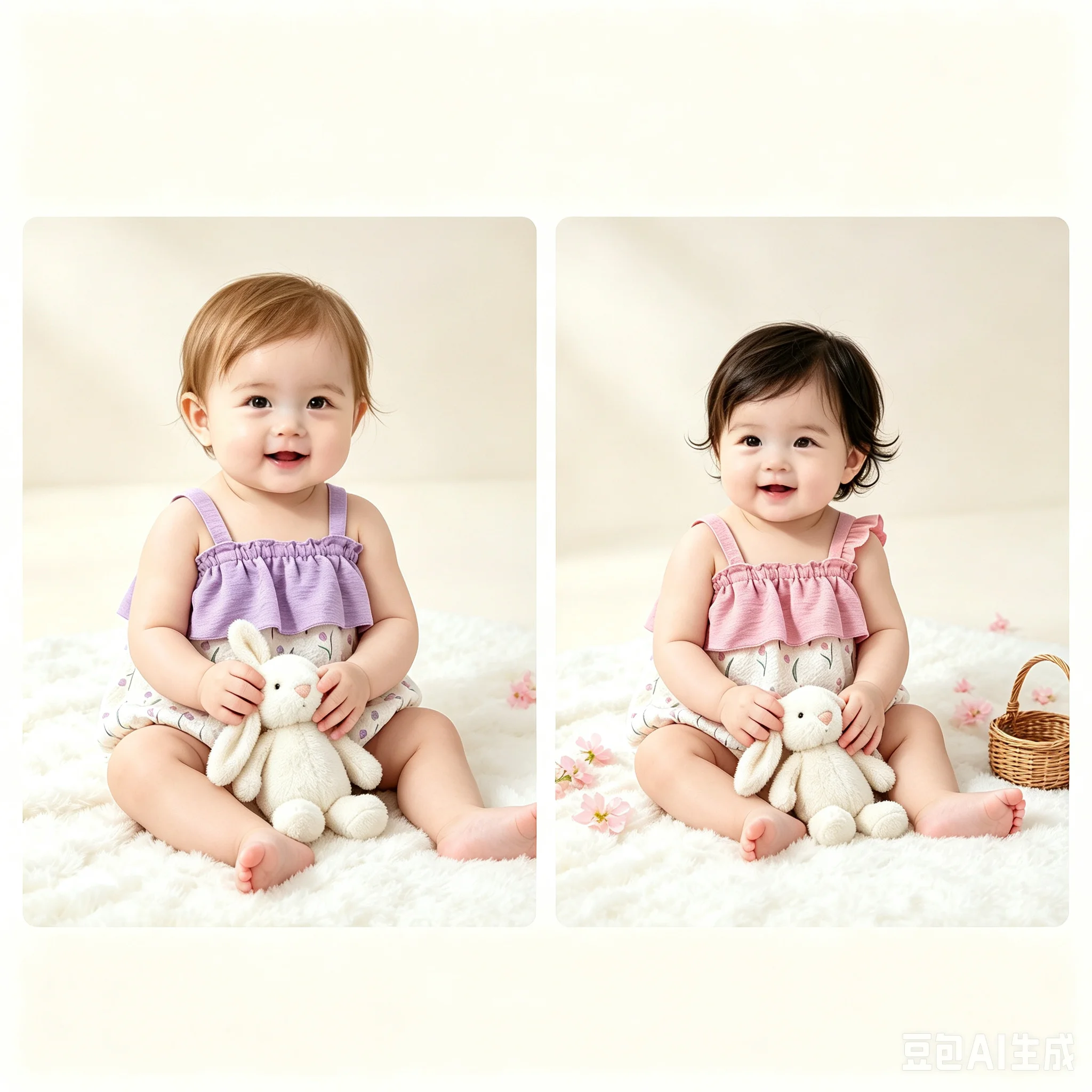 2-piece combination set for baby girls, refreshing and comfortable, flower printed patchwork camisole triangle jumpsuit, summer