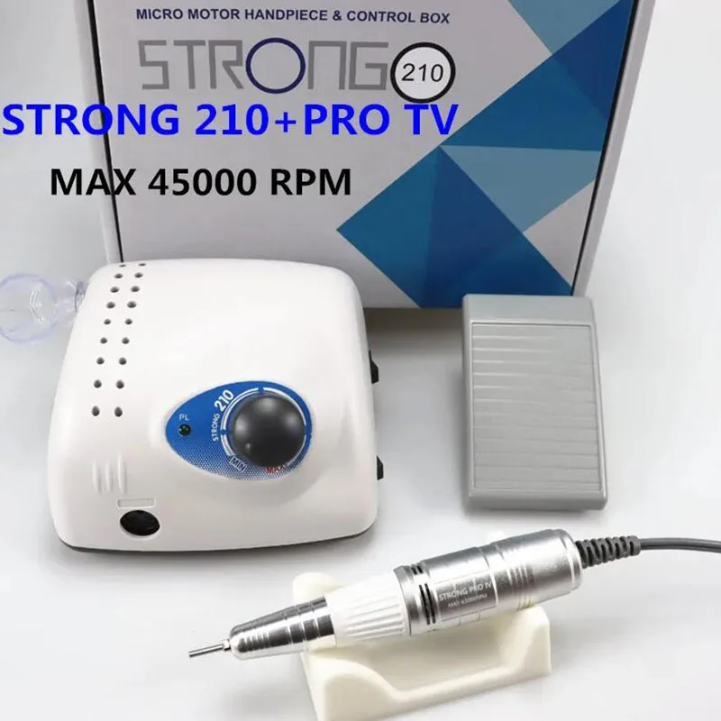 Strong 210 PRO XII Nail Drill 65W 35000 Machine Cutters Manicure Electric Nail Drill Milling Manicure Machine Polish Nail File