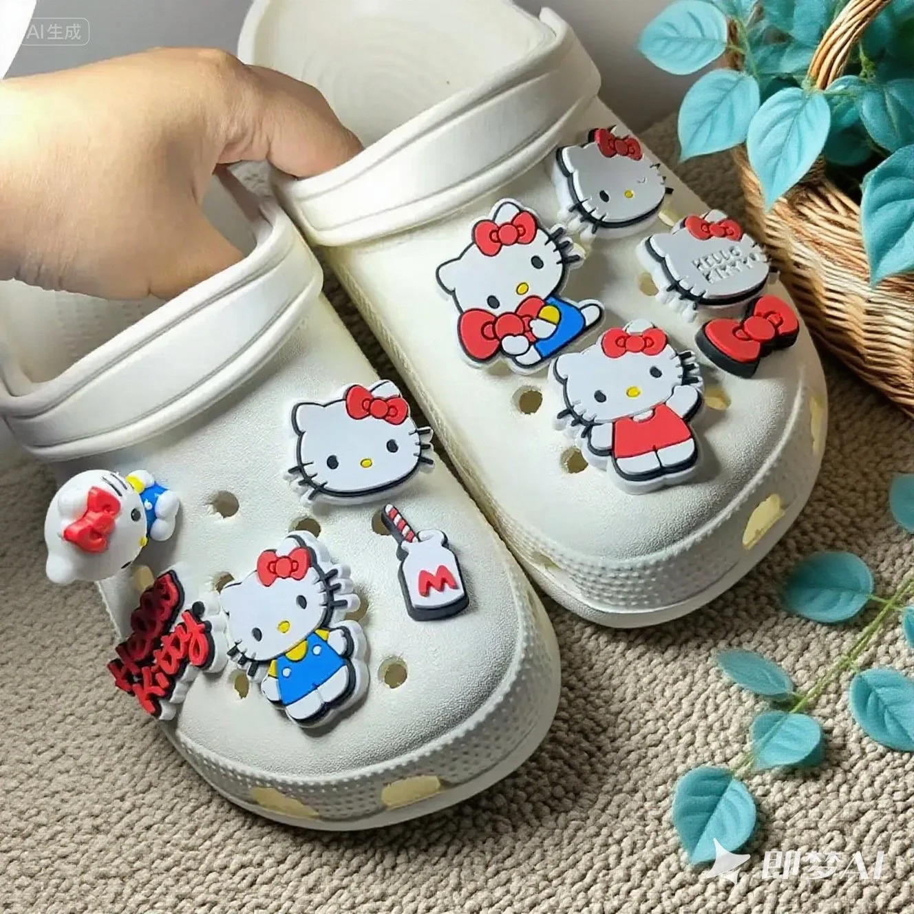 Hot Sale Mesuca Cat Detachable Thickened 6/10pcs PVC Bowknot Cartoon Shoe Buckle with Shoe Decoration Anime Character Party Gift