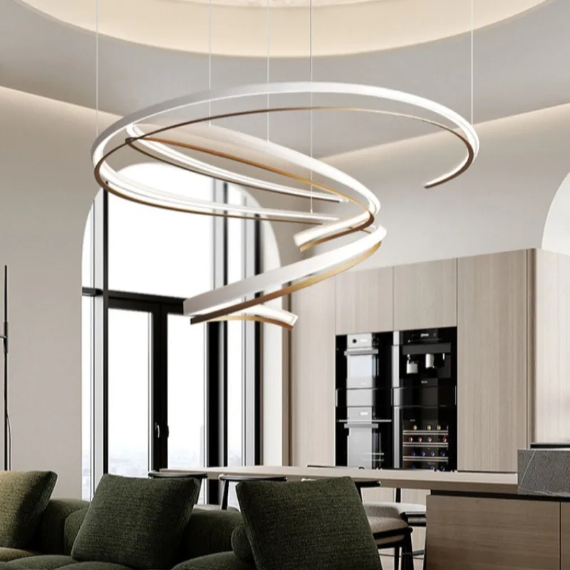 Living room lamp, simple, modern, atmospheric, creative circular villa dining table pendant lamp